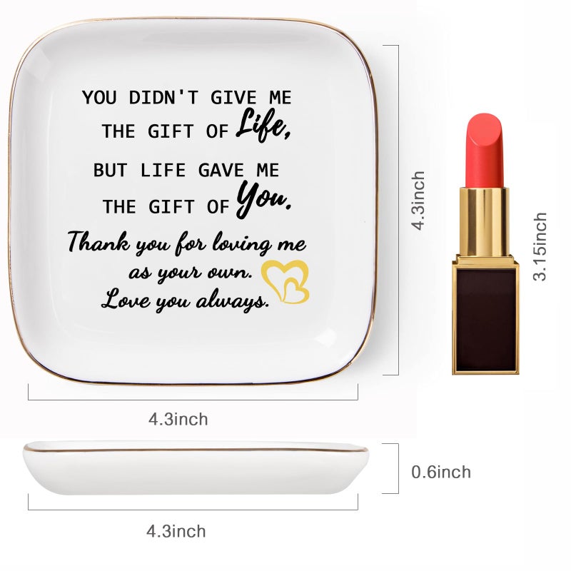Piudee Step Mom Gifts for Bonus Mom Jewelry Dish Ring Dish Tray for Mother in Law Birthday Christmas Valentines Mother's Day Gift for Stepmom Bonus Mom - Thank You for Loving Me As Your Own - Image 5
